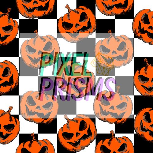 “Checkered Pumpkins” Halloween Print